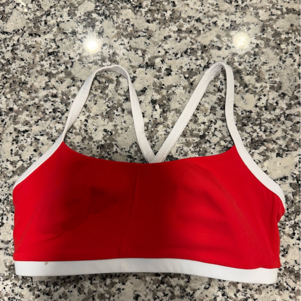 All in Motion Red and White Sports Bra